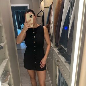 Sleeveless Black Button-Front Mini Dress